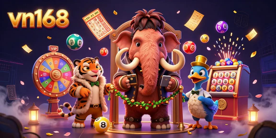 Experience excitement at vn168 with a colorful scene of characters in a dynamic casino setting.