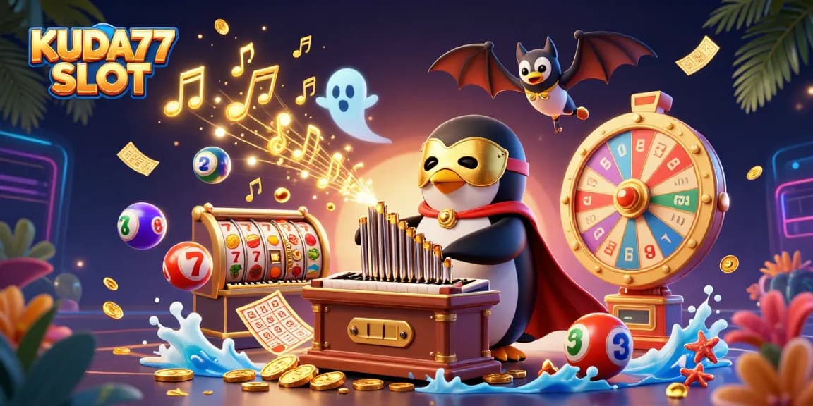 Menangkan hadiah dengan KUDA77 SLOT, simbol keberuntungan dan warna meriah di slot online terpercaya.