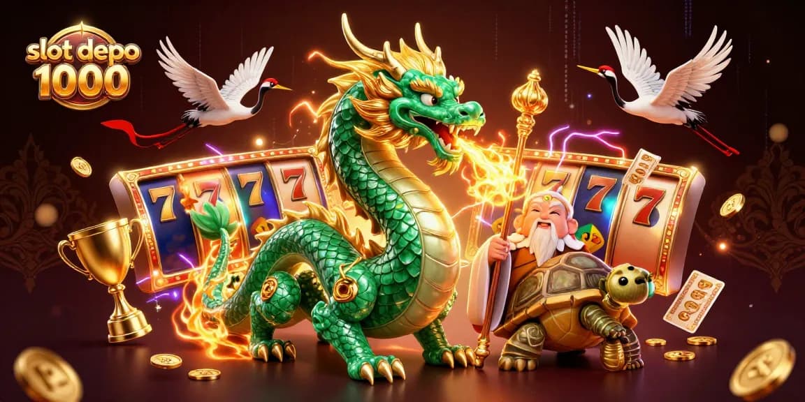 Engage in thrilling gameplay with slot depo 1000 as the emerald dragon and lucky characters surround you.