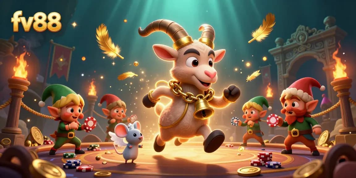 Experience the thrilling atmosphere of fv88's magical casino with lively characters and dynamic gaming elements.