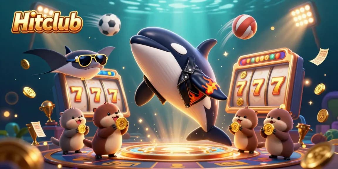 Hitclub offers exciting jackpot action with a vibrant underwater scene showcasing sea creatures and casino elements.