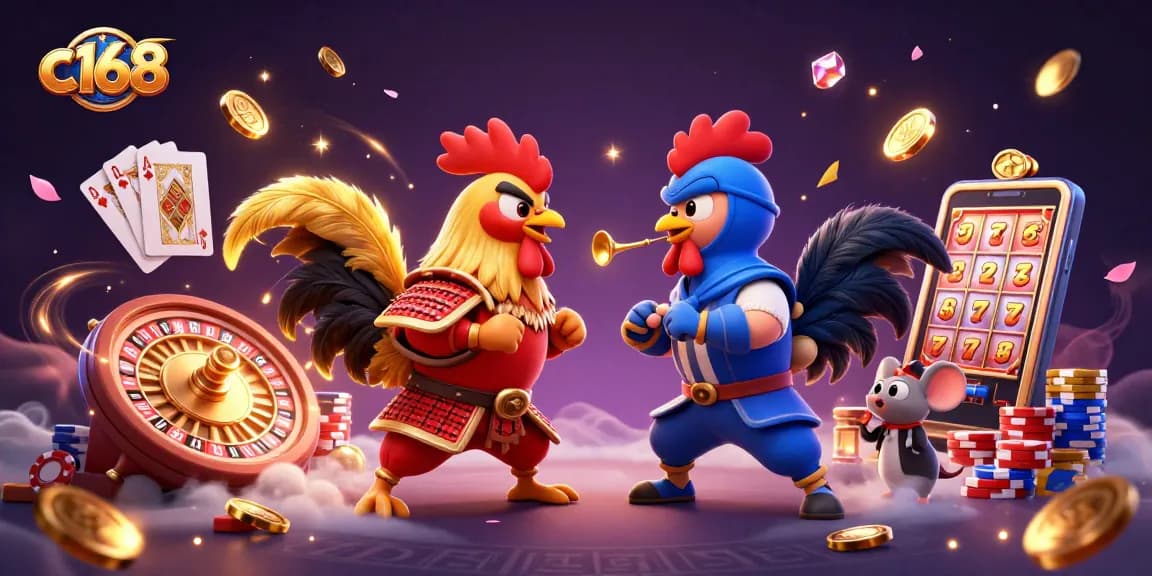 Engage in fierce competition with c168’s thrilling standoff between samurai and ninja roosters.