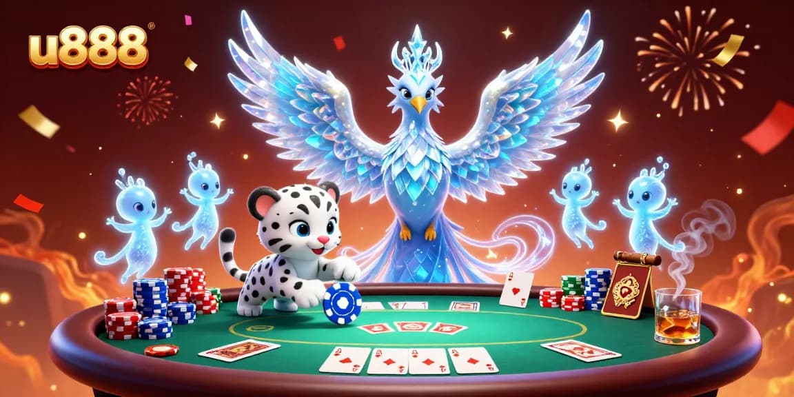 Experience the thrill of u888 gaming with an enchanting scene of vibrant characters and casino elements.