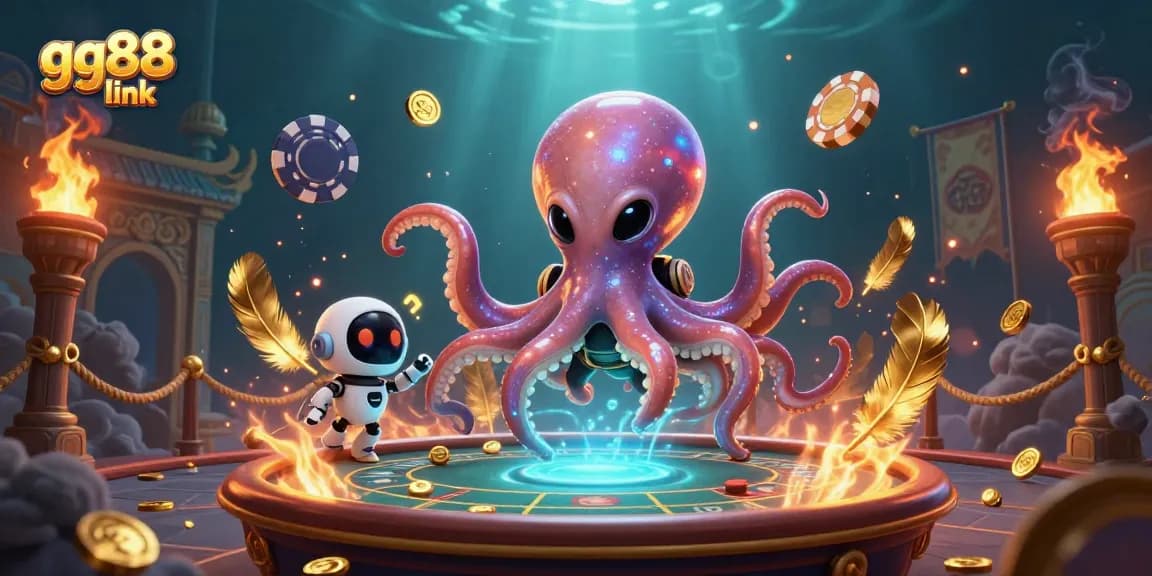 Engage with the thrilling gg88 link through an exciting 3D alien octopus poker scene.