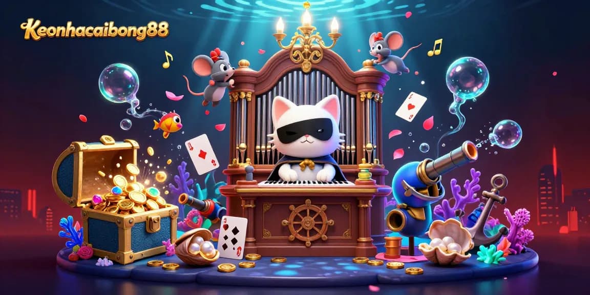 Engage with keonhacaibong88 in this rich 3D casino illustration showcasing thrilling gaming elements.
