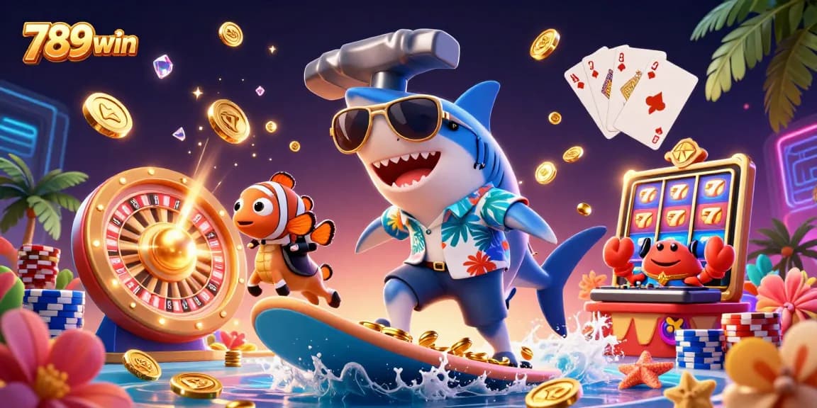 Experience thrilling action at 789win with sharks, gems, and vibrant casino elements!