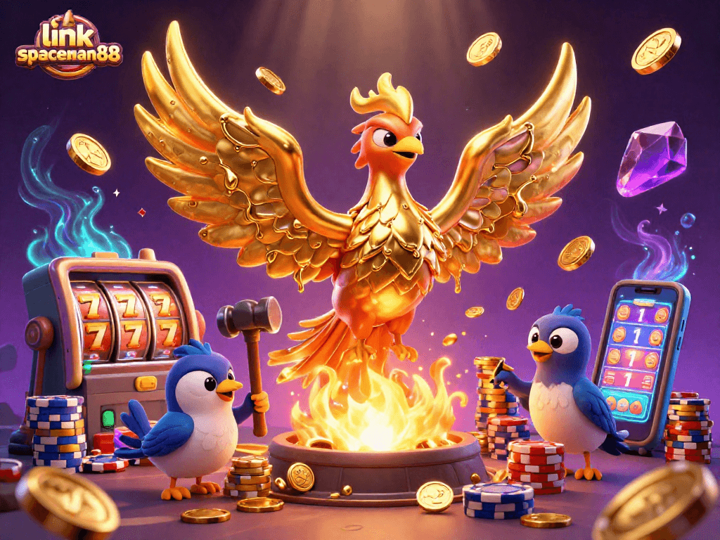Engage with link spaceman88 for exciting slot game experiences featuring a golden phoenix and treasure.