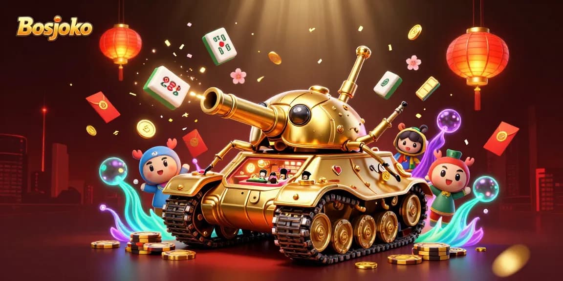Experience the thrill of Bosjoko with a vibrant 3D casino scene filled with festive elements.