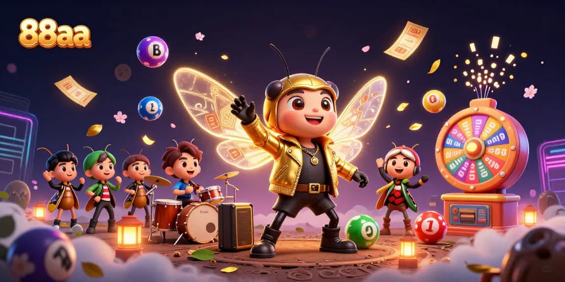 88aa brings excitement with a vibrant 3D illustration of a rock star cicada and dynamic game elements.