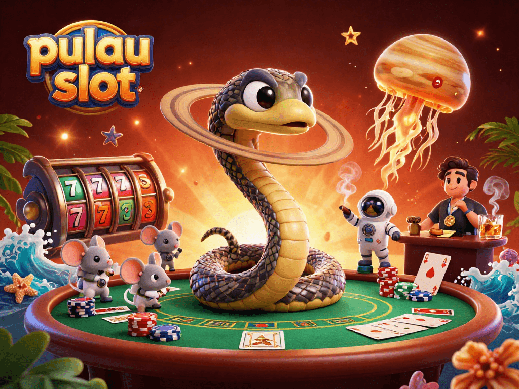 Experience exciting pulau slot action in a vibrant cosmic casino scene.