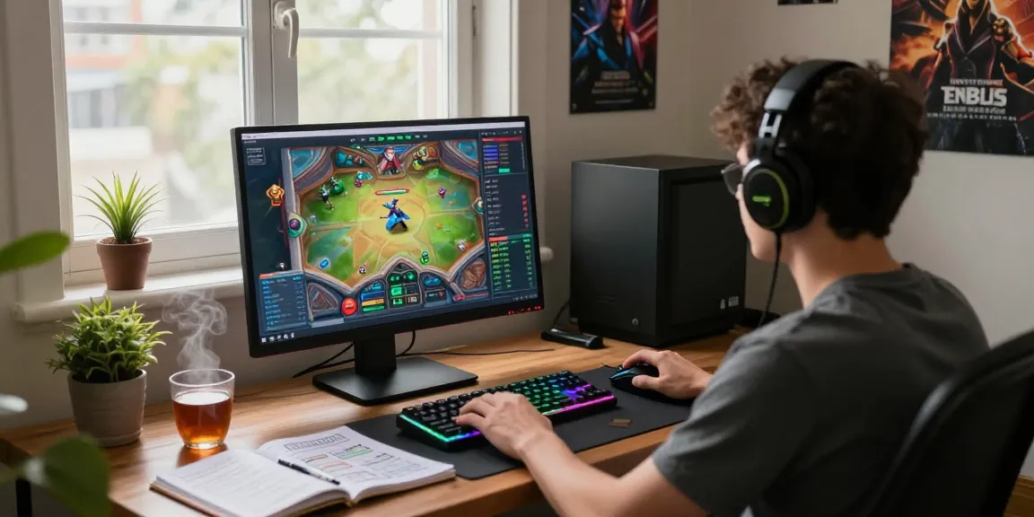 Focused player engaging with hearthstats net news in a cozy gaming setup