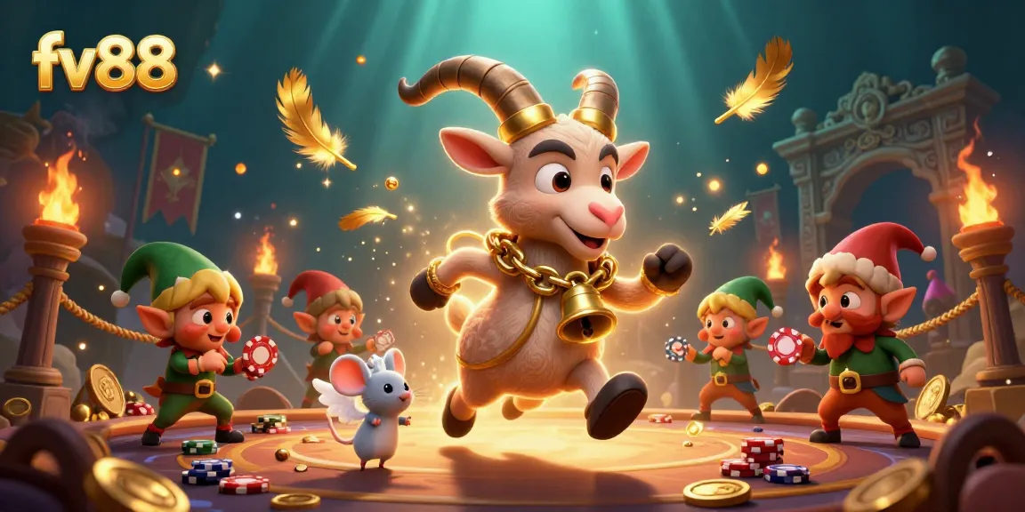 Experience the thrilling atmosphere of fv88's magical casino with lively characters and dynamic gaming elements.