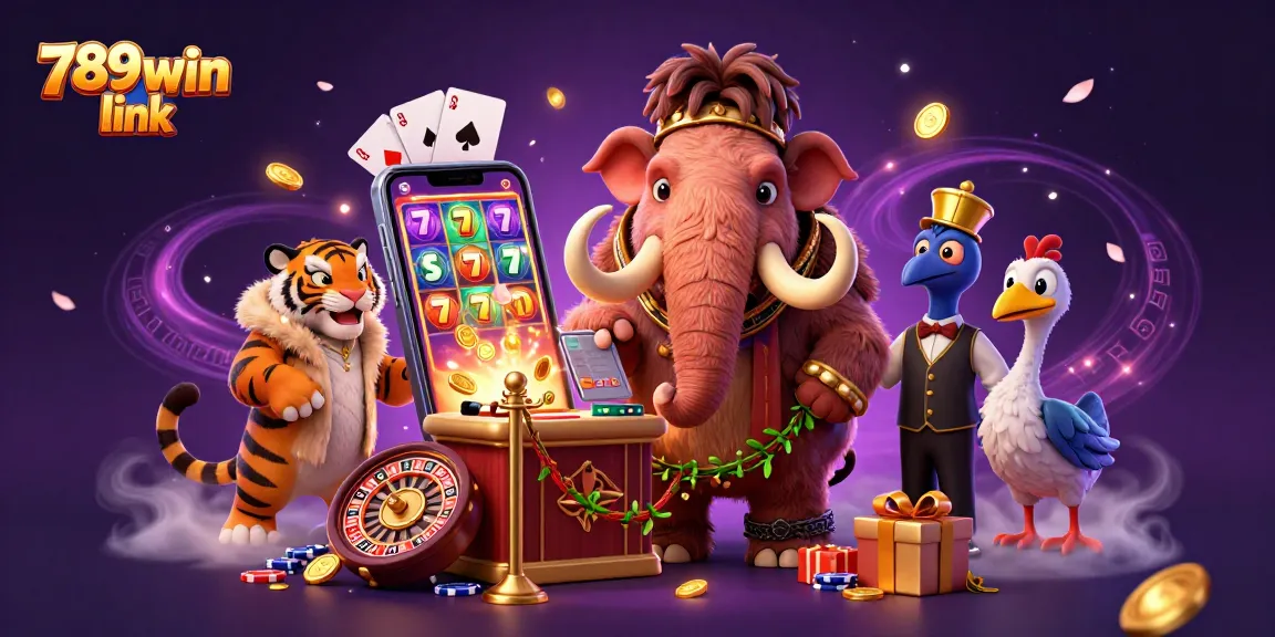 Engage with thrilling gameplay at 789win link, featuring a vibrant casino scene with dynamic characters and dazzling slot games.