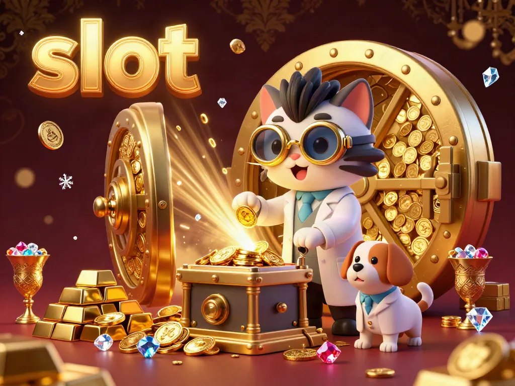 Experience the excitement of slots with this vibrant casino illustration featuring gold coins and jewels.