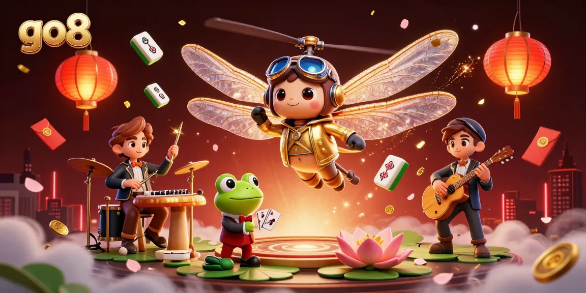 Experience thrilling gaming action at go8 with a vibrant 3D digital casino scene.