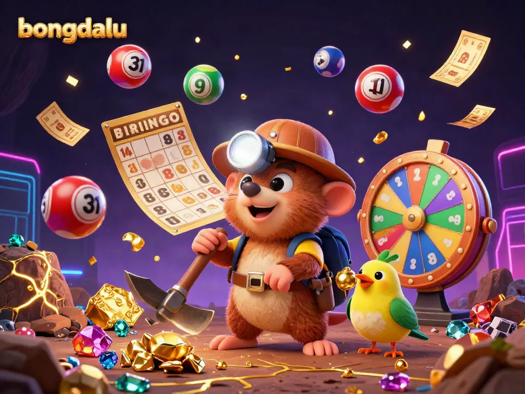Bongdalu's vibrant 3D cartoon treasure hunter scene with dynamic gambling elements showcases exciting online betting.