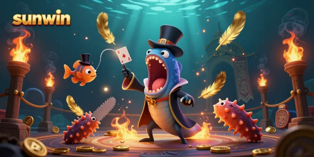 Experience captivating magic at sunwin with playful sea creatures in a vibrant underwater casino scene