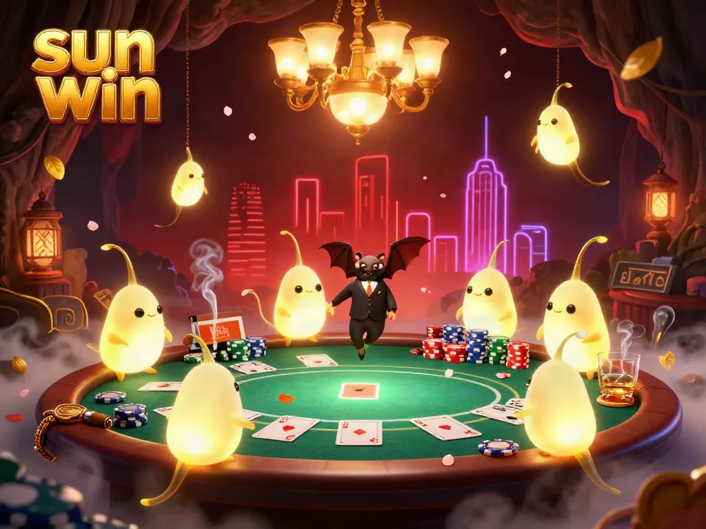 Experience the thrill of sun win illuminated by glowworms in a vibrant casino cave.