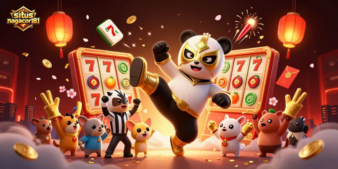 Situs nagacor181 showcases a thrilling 3D cartoon scene featuring vibrant gambling elements and animated characters.