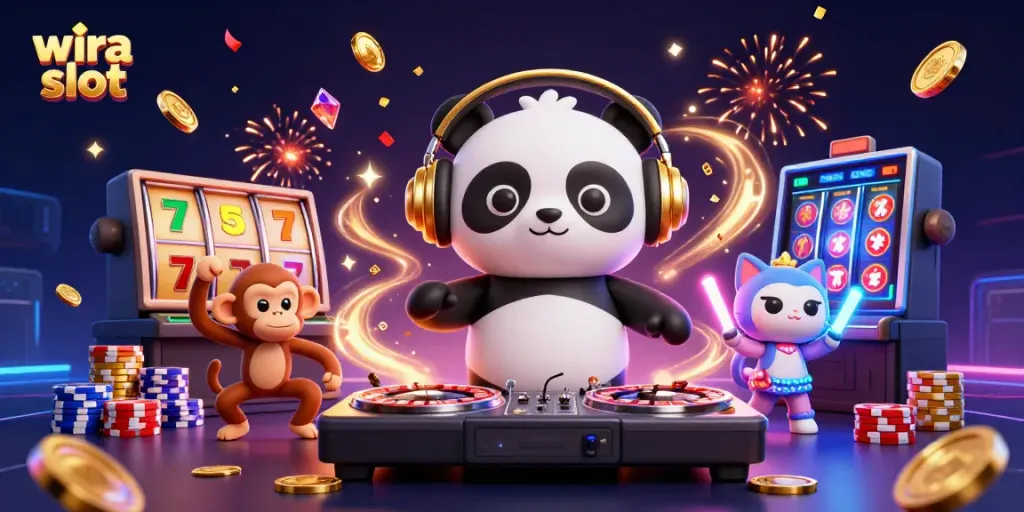 Menangkan wira slot dengan simbiosis antara DJ panda dan keajaiban kasino, penuh energi dan detail.