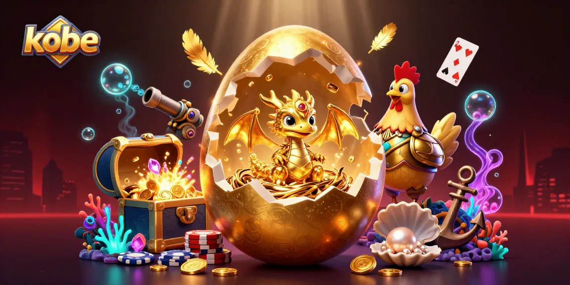 Kobe's vibrant casino scene featuring a baby dragon and golden elements amidst rich gaming motifs