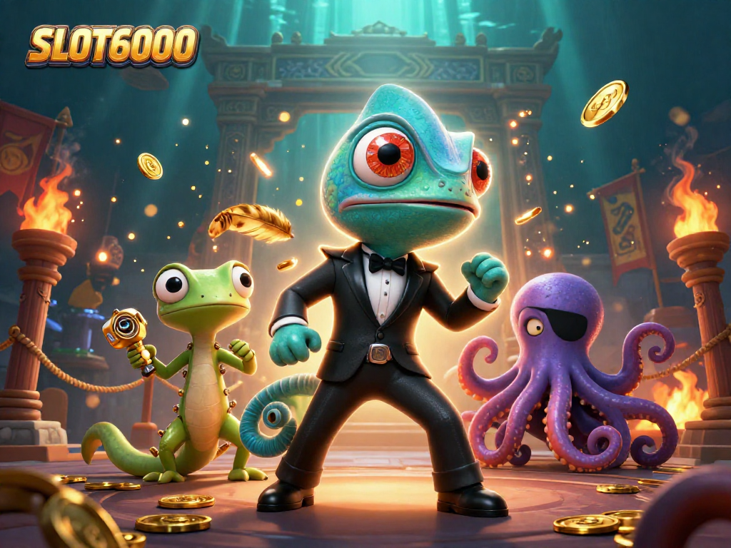 Join the excitement of SLOT6000 with dynamic characters and vibrant gaming elements.