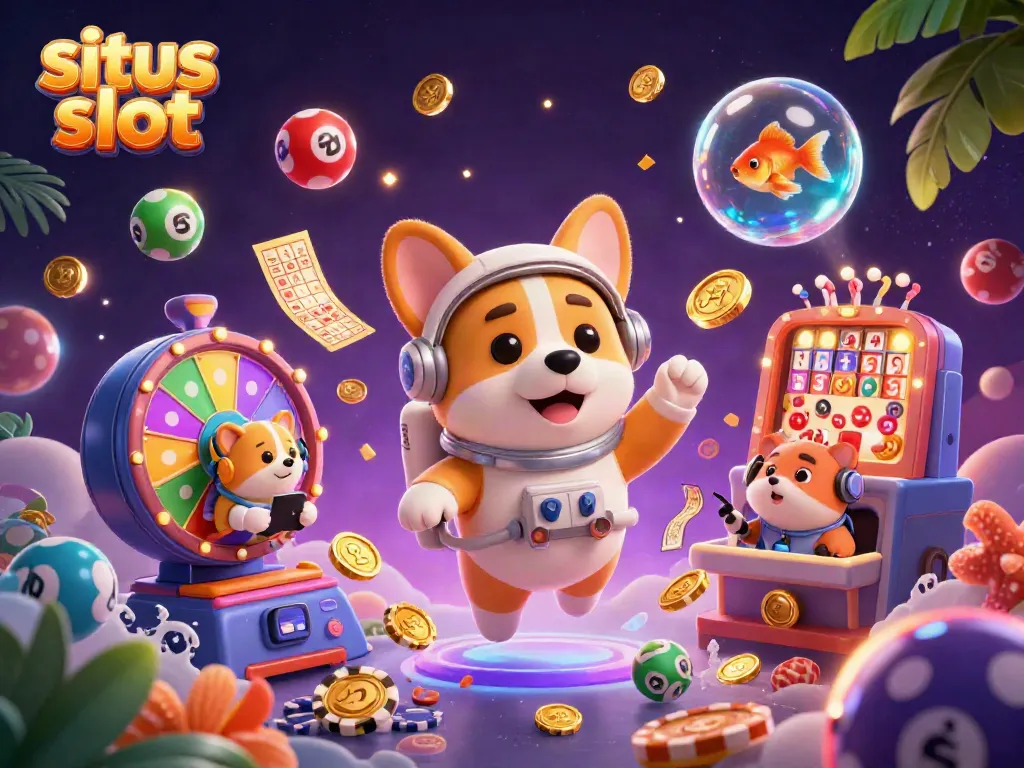 Experience thrilling gameplay at situs slot with a captivating scene of an astronaut corgi and playful elements.
