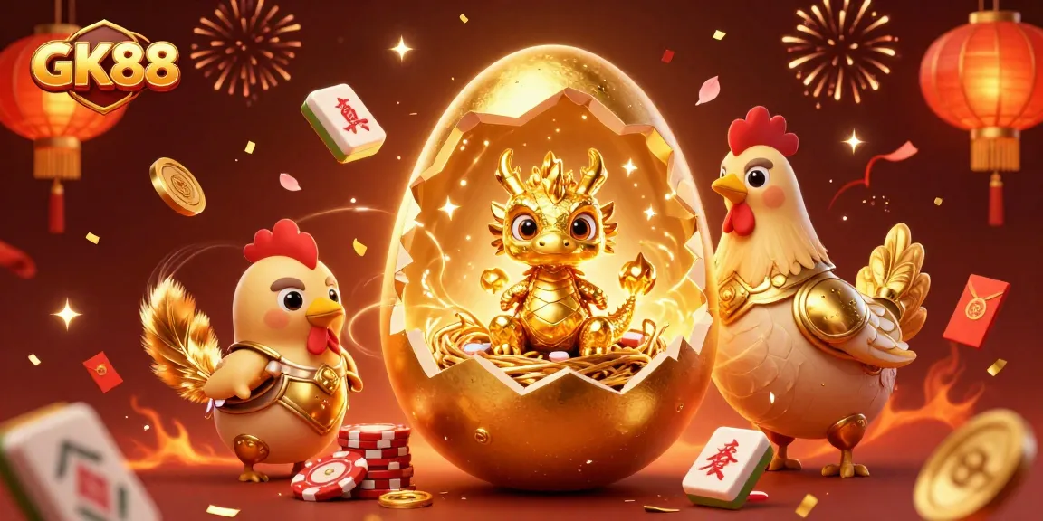 Experience winning moments at GK88 Casino with a golden dragon amid poker chips.