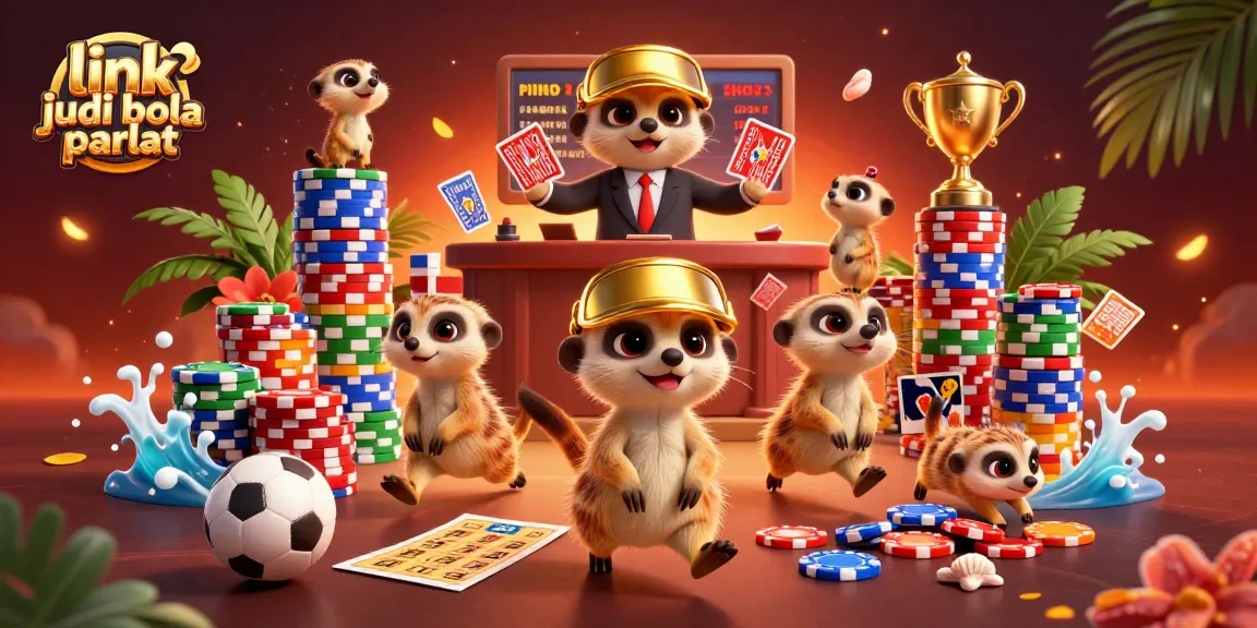 Engage with link judi bola parlay alongside playful meerkats in a vibrant sports betting scene.