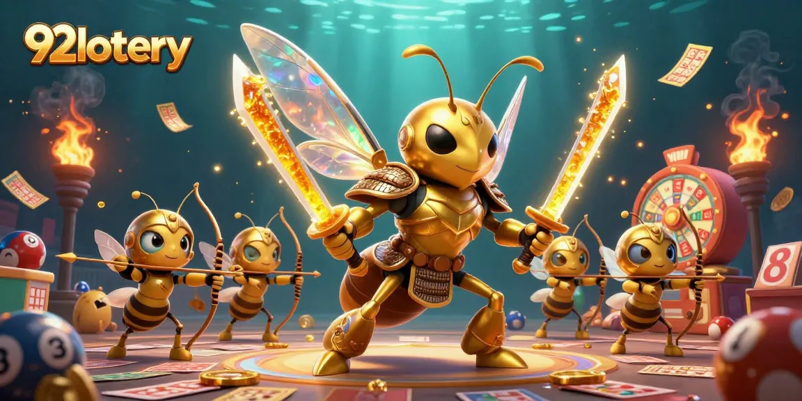 Engage with 92lottery's thrilling lottery experience amid dynamic scenes and golden elements.