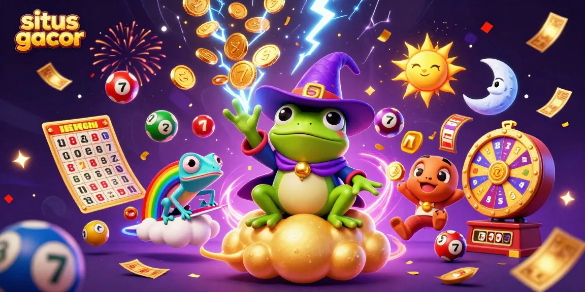 Experience the magical storm of gold coins at situs gacor while enjoying vibrant casino elements like reels and lottery balls!